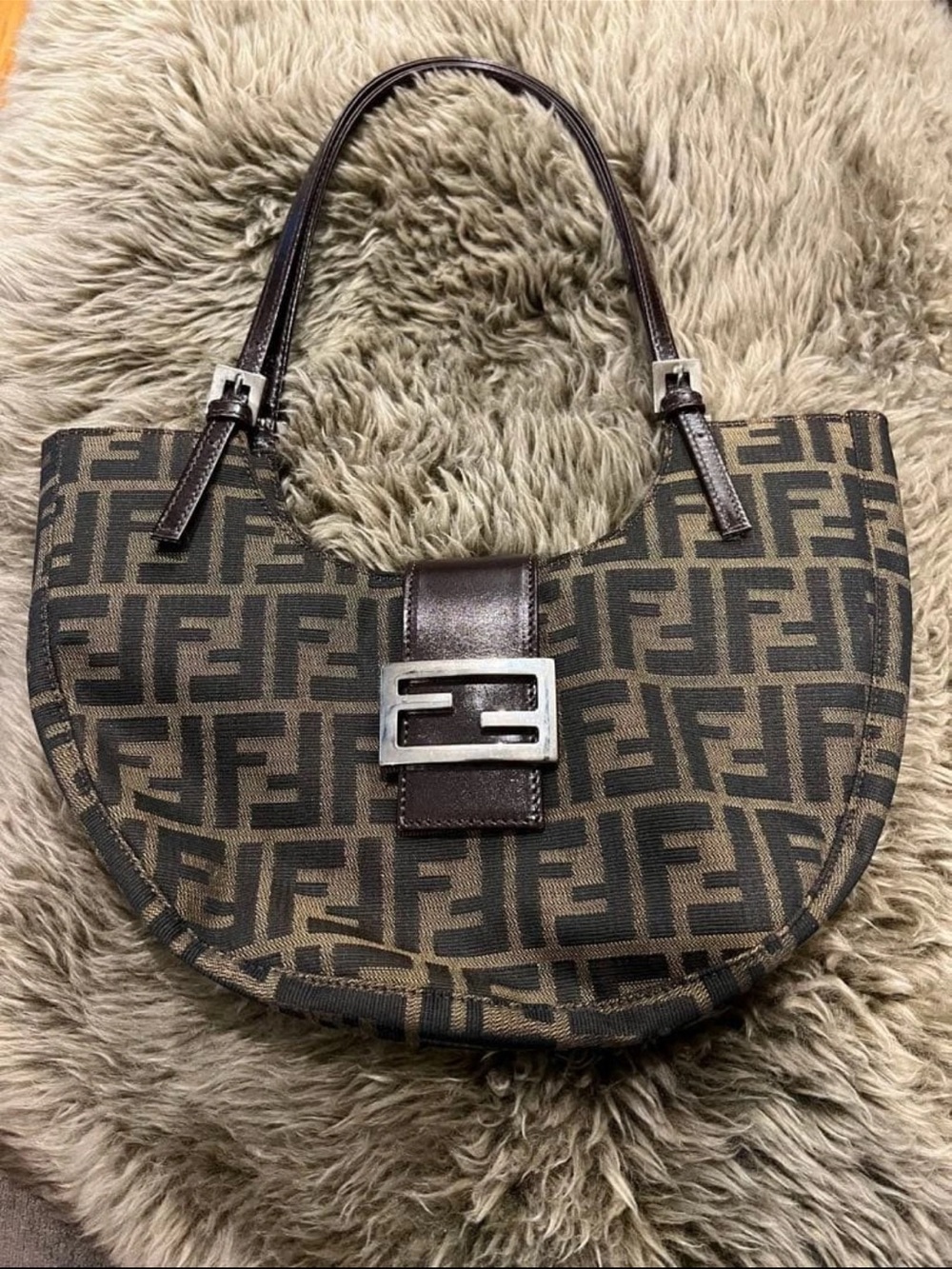 Fendi Brown and Black FF Canvas Shoulder Bag